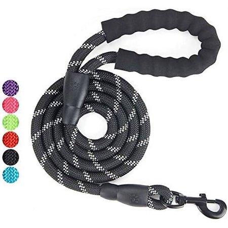 5 FT Reflective Dog Leash, Heavy Duty with Comfortable Padded Handle, Black