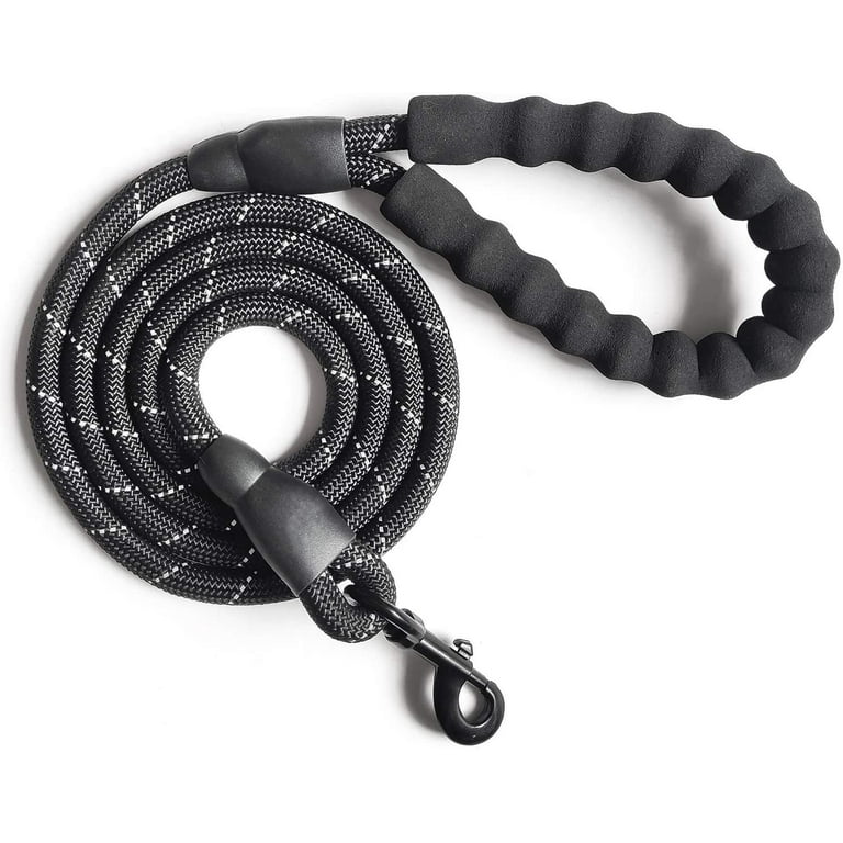 5 FT Strong Dog Leash Extra Heavy Duty Rock Climbing Rope Comfortable  Padded Handle Highly Reflective Threads for Small Medium Large Dogs, 1/2  inch Diameter 