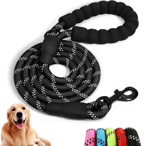5 FT Strong Dog Leash, Rope Leash with Comfortable Padded Handle and Highly Reflective Threads Durable Dog Leashes for Puppies and Small Dogs-Black(0-18 lbs)