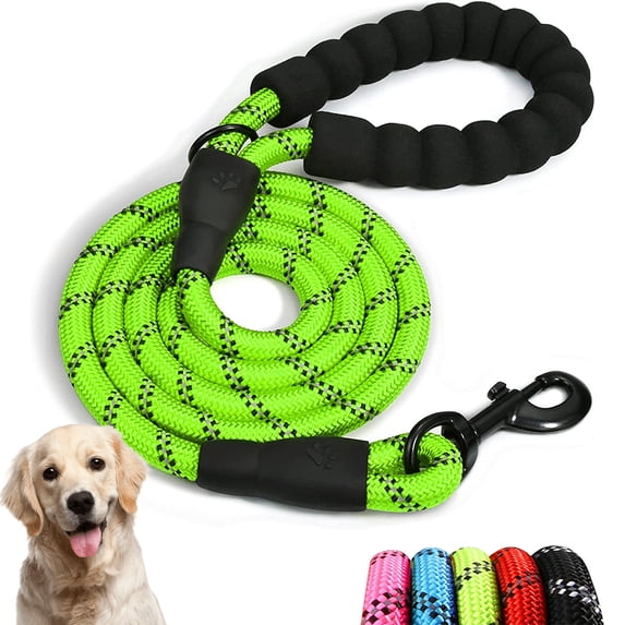 5 FT Strong Dog Leash, Rope Leash with Comfortable Padded Handle and Highly Reflective Threads Durable Dog Leashes for Puppies and Small Dogs-Green(0-18 lbs)