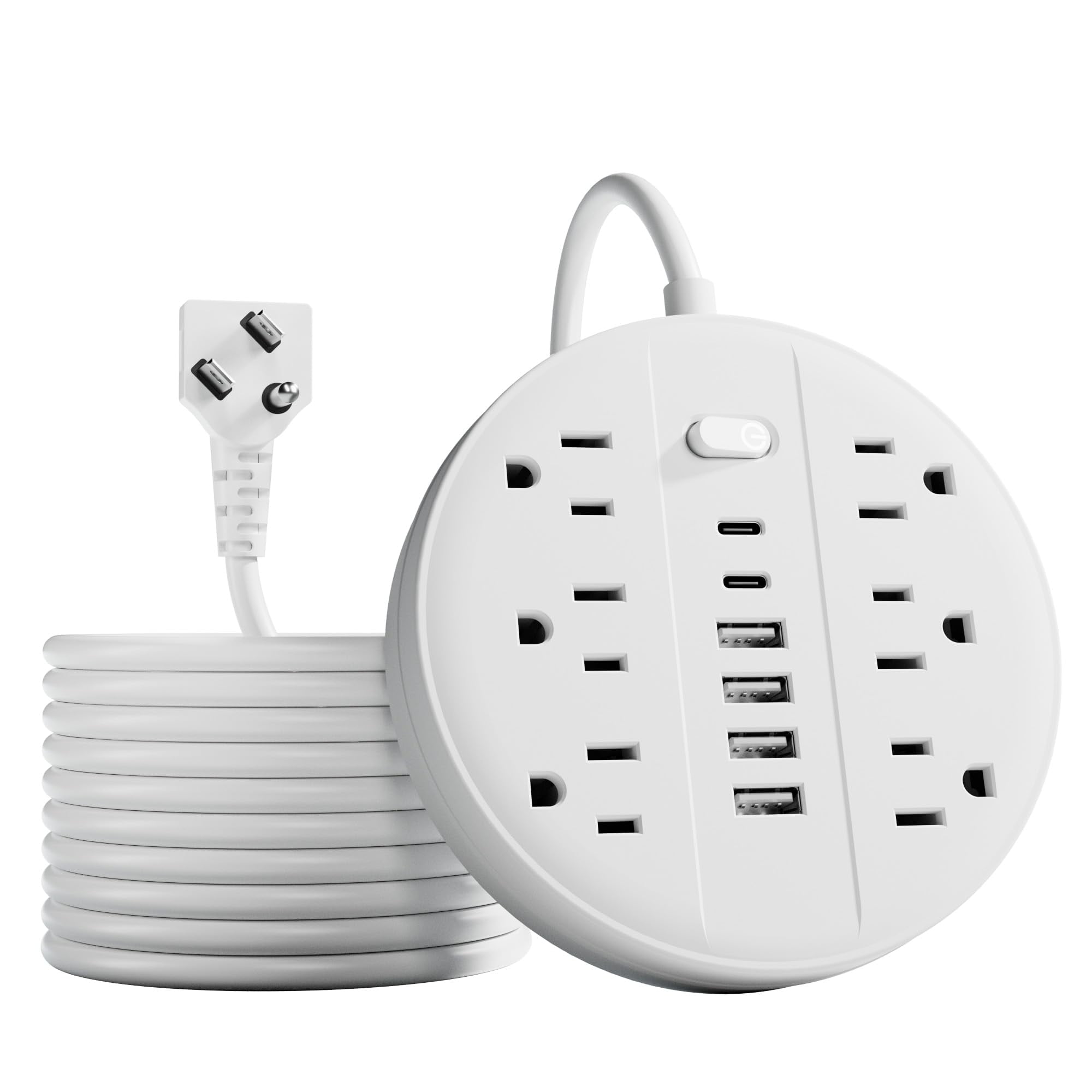 5 FT Surge Protector Power Strip, Chiefway Extension Cord with Multiple ...