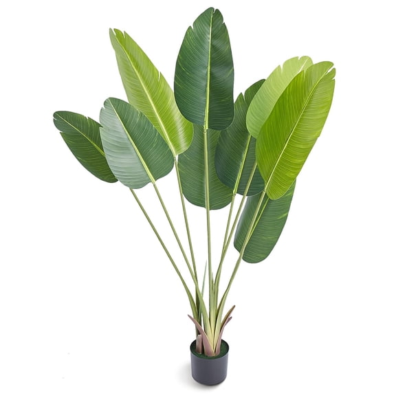 5 FT Tall Anti-Tip Artificial Bird of Paradise Potted Plant, Low Maintenance PE Fake Green Tree for Home Office Warehouse Indoor Outdoor Decor