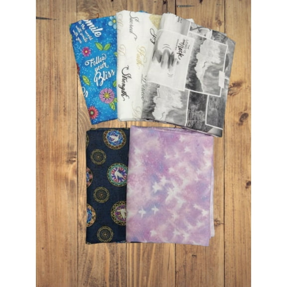 5 Fat Quarters - Assorted Faith Religious Fat Quarter Bundle