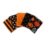 5 Fat Quarters - Halloween Bundle Pumpkins Stripes Solids Candy Corn Polka Dot Quality Cotton Fat Quarter Bundle M223.19