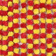 5 Feet Artificial Marigold Garland Artificial Flowers String Decor for Diwali, Indian Decor, Christmas Décor - Pack of -5