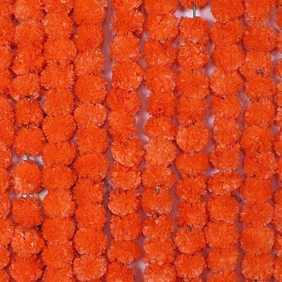 5 Feet Artificial Marigold Garland Artificial Flowers String Decor for Diwali, Indian Decor, Christmas Décor - Pack of -5