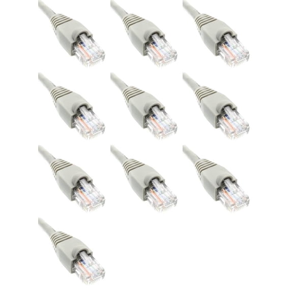 5 Feet Cat6 Ethernet Network Patch Cables Gray RJ45 m/m (10 Pack)