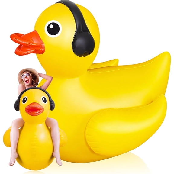 5 Feet Giant Inflatable Duck Huge Rubber Duck Large Blow up Inflatable Pool Float for Adult Summer Beach Swimming Pool Party Decoration
