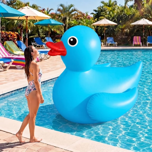 5 Feet Giant Inflatable Duck Huge Rubber Duck Large Blow up Inflatable Pool Float for Adult Summer Beach Swimming Pool Party Decoration