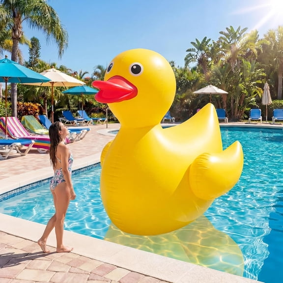 5 Feet Giant Inflatable Duck Huge Rubber Duck Large Blow up Inflatable Pool Float for Adult Summer Beach Swimming Pool Party Decoration