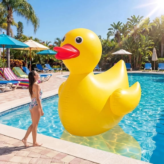 Unbranded Giant Inflatable Duck Pool Float, Adult, PVC Plastic, 1-Pack, 5 Feet