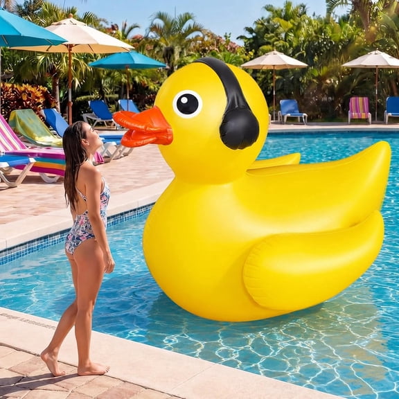 Unbranded Inflatable Pool Float, Giant Rubber Duck Style, Adult, 1-Pack, 5 Feet