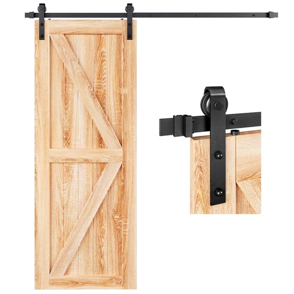 5 Feet Heavy Duty Sliding Barn Door Hardware Track Kit for 26" to 30" Wide Single Doors