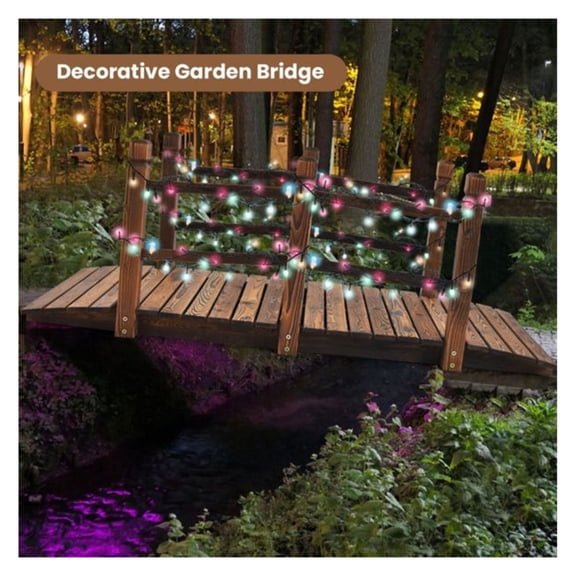 5 Feet Wooden Garden Bridge - 100% Fir Wood Construction, Easy Assembly with , Ideal for Backyard/Gravel Road/Farm
