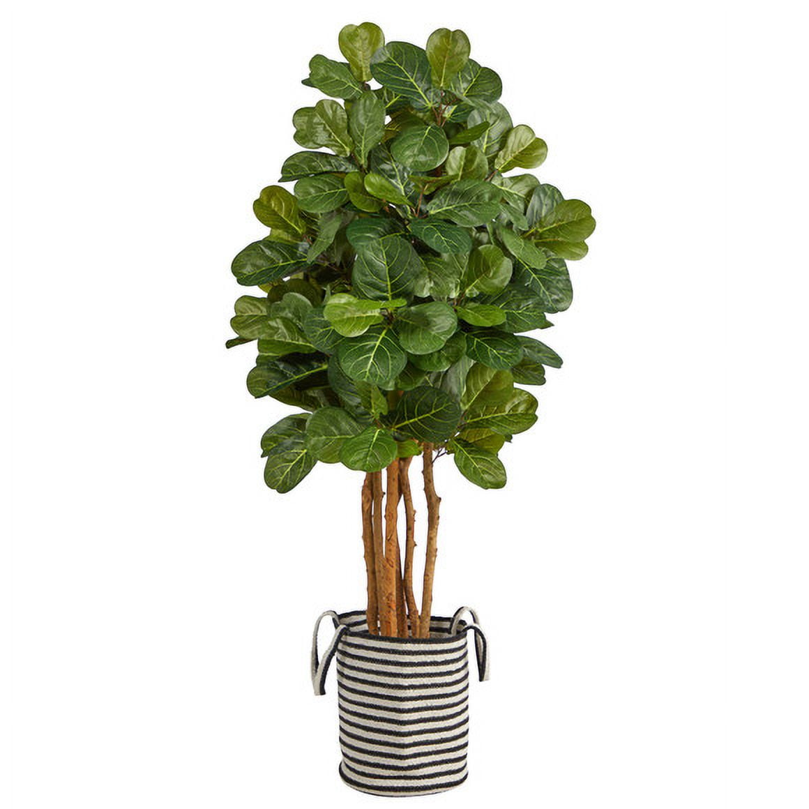 5ft Artificial Fiddle Leaf Fig Tree in Black and White Cotton Planter