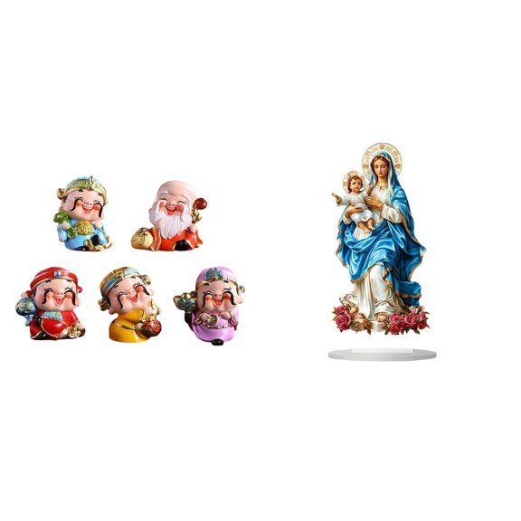 5 Figurines Desktop Table Sign Acrylic Lightweight Material Holiday Home Office Decoration
