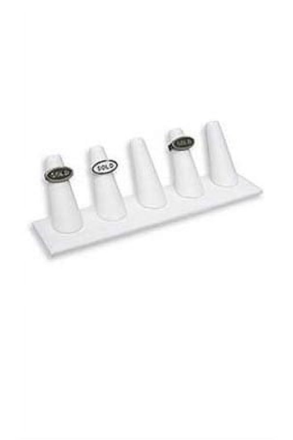 5-Finger White Ring Display - 10 Pack