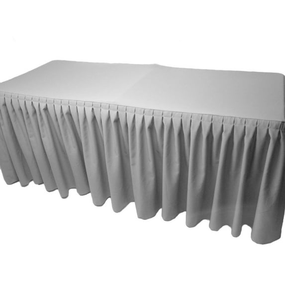 5' Fitted Polyester Double Pleated Table Skirting Cover w/Top Topper 21 COLORS", (Color: Grey)