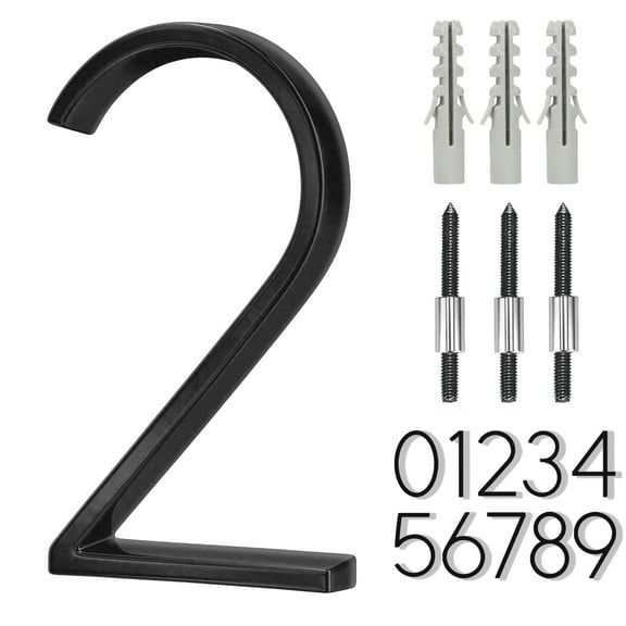 5" Floating House Number, Modern Metal Address Plaque Sign Modern House Numbers, Outdoor Mailbox Number with Nail Kit, Coated Black, 911 Visibility Signage, Stainless Steel