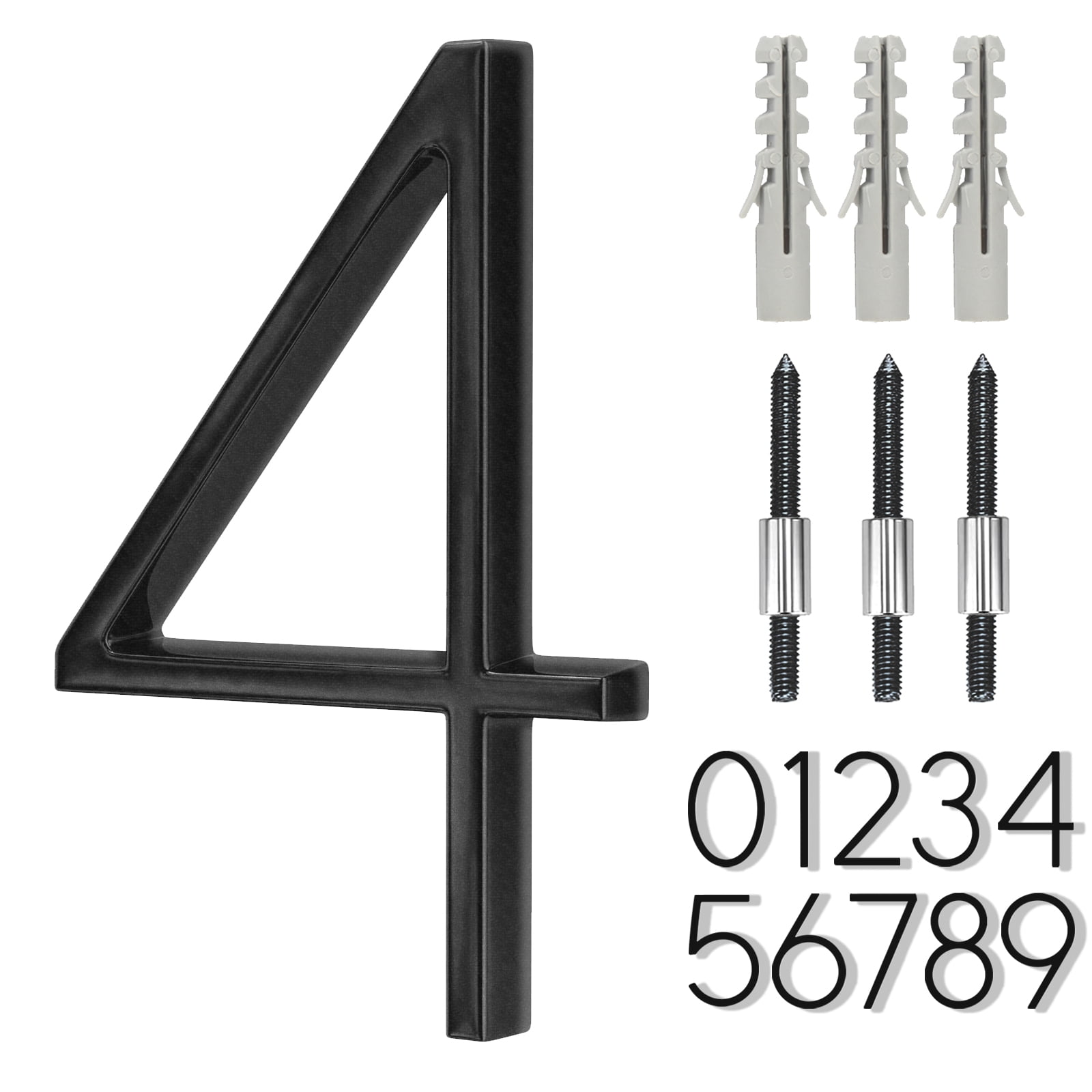 5" Floating House Number, Modern Metal Address Plaque Sign Modern House Numbers, Outdoor Mailbox Number with Nail Kit, Coated Black, 911 Visibility Signage, Stainless Steel