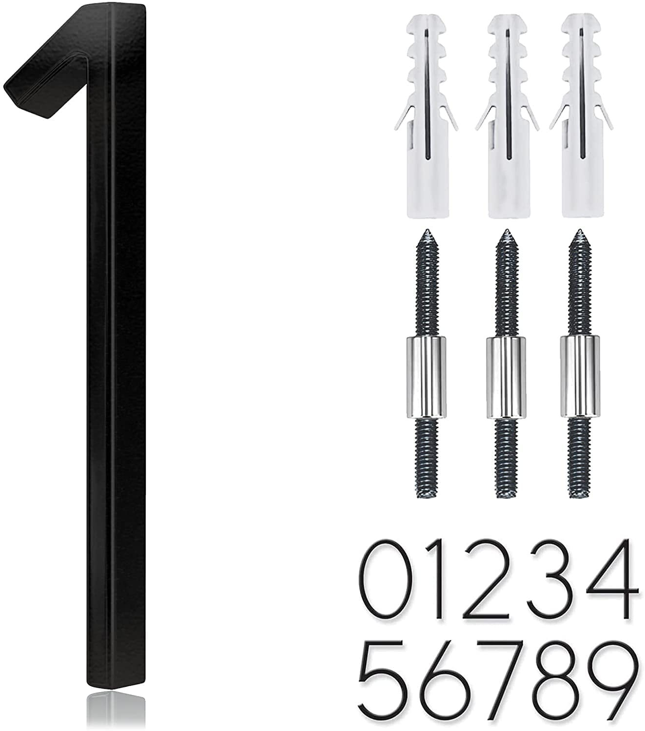 5" Floating House Number Outside, Metal Modern House Numbers Sign, Garden Door Mailbox Decor Number with Nail Kit, Coated Black, Address Visibility Signage (1)