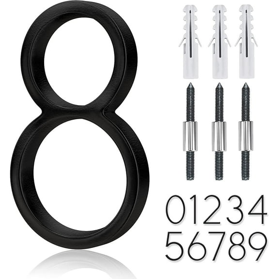 5" Floating House Number Outside, Metal Modern House Numbers Sign, Garden Door Mailbox Decor Number with Nail Kit, Coated Black, Address Visibility Signage (8)