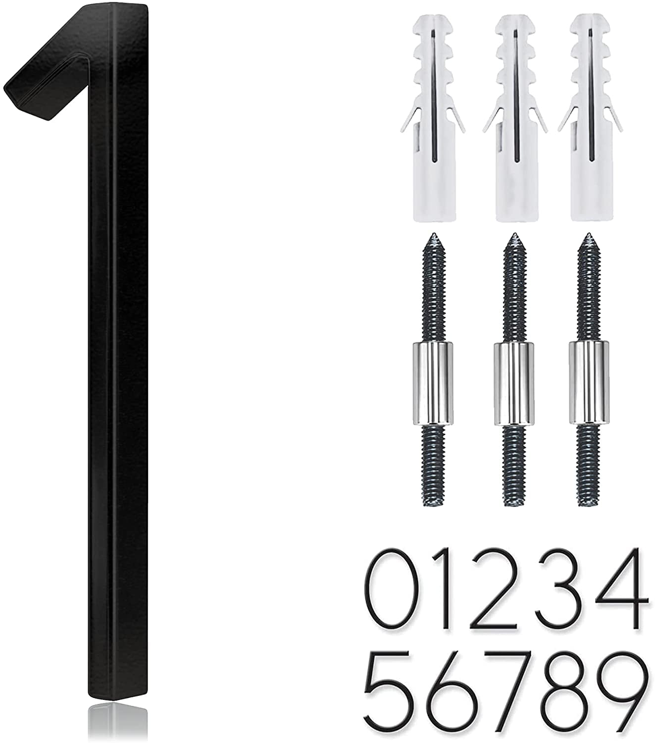 5" Floating House Number Outside, Metal Modern House Numbers Sign, Garden Door Mailbox Decor Number with Nail Kit, Coated Black, Address Visibility Signage (1)