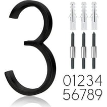 5" Floating House Number Outside, Metal Modern House Numbers Sign, Garden Door Mailbox Decor Number with Nail Kit, Coated Black, Address Visibility Signage (3)