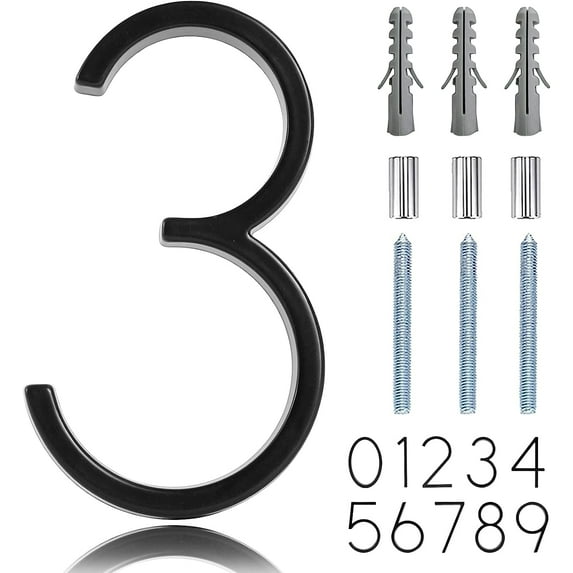 5" Floating Stainless Steel Address House Numbers for Outside,Modern Metal Anti-Rust House Numbers with Nail Kits for Door Garden Mailbox Decor Visibility Signage (3)