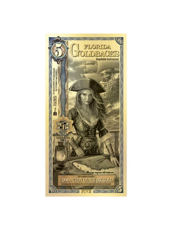 5 Florida Goldback 1/200 oz 24K Gold Foil Aurum Note