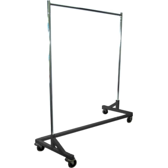 5' Foot Adjustable Height Commercial Single-Rail Rolling Z Rack Chrome & Black