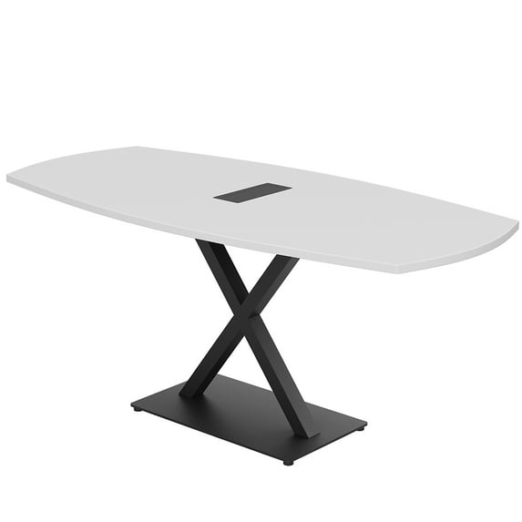 5 Foot Arc Boat Conference Room Table with X Base Data And Electric