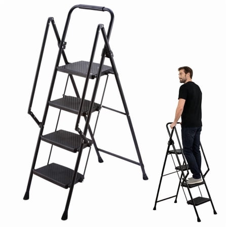 5-Foot Fiberglass Step Ladder, 500lb Capacity, Folding Step Ladder with Tool Platform , Type IA for Kitchen, Warehouse, Home Use