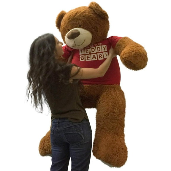 5 Foot Giant Teddy Bear 60 Inches Soft Cinnamon Brown Color Wears LET ME BE YOUR TEDDY BEAR T-shirt