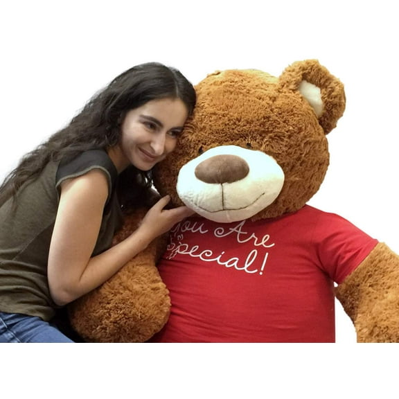 5 Foot Giant Teddy Bear 60 Inches Soft Cinnamon Brown Color Wears YOU ARE SPECIAL T-shirt