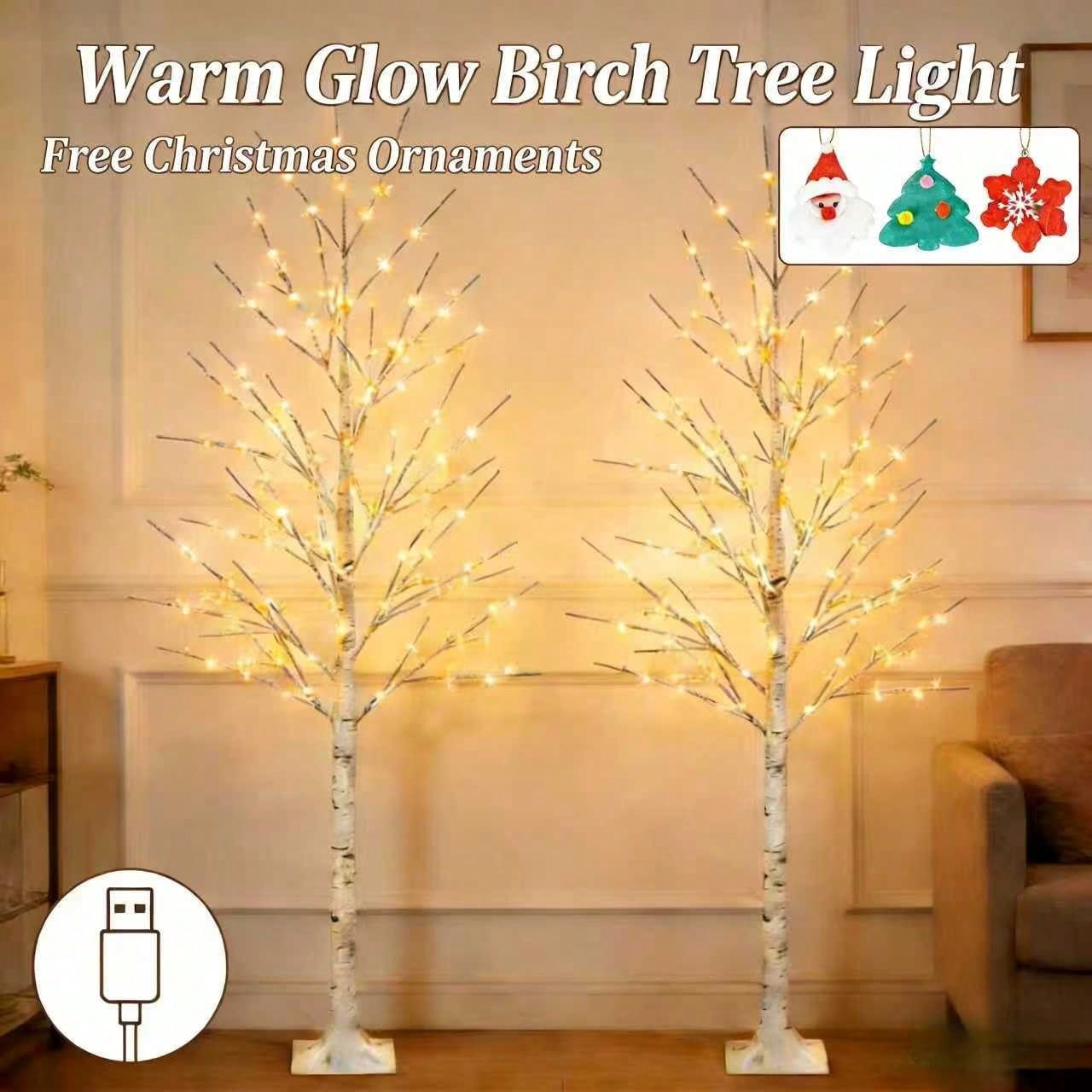Tree Led Night Light 5-Foot LED Birch Tree Light, Artificial Tree, Equipped With 78 Warm ...