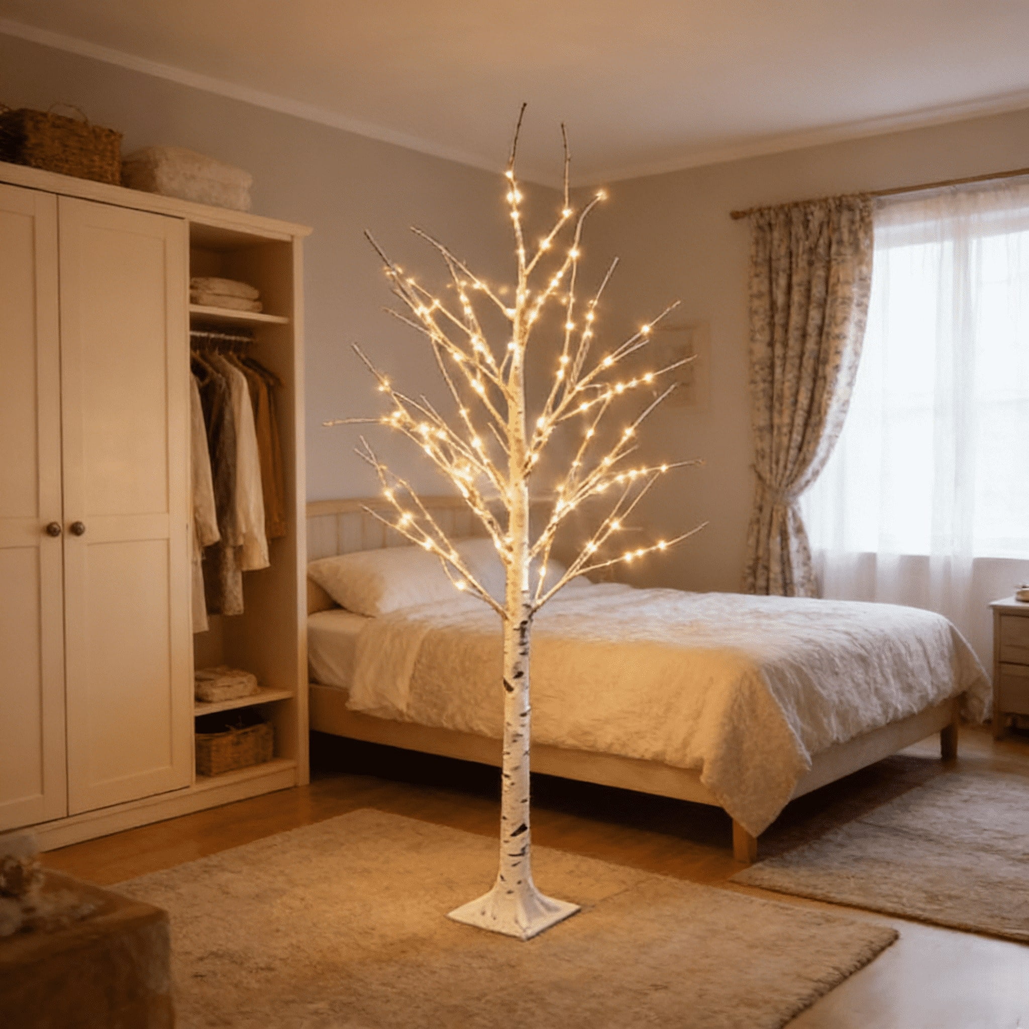 Tree Led Night Light 5-Foot LED Birch Tree Light, Artificial Tree, Equipped With 78 Warm ...