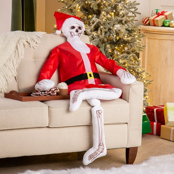 5-Foot Skeleton Plush Santa Outfit Kit - 4 Pc