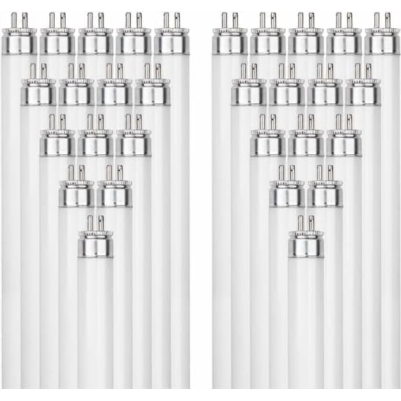 - 5-Foot T5 Linear Fluorescent Light Bulb 35W 3100 Lumens 3500K Neutral White G5 Miniature Bi Pin Base ROHS Compliant Pack of 40- Replacement Tube Lamp for Under The Counter Under Cabinet RV
