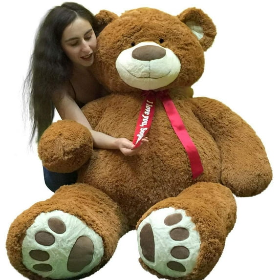 5 Foot Very Big Smiling Teddy Bear Five Feet Tall Cookie Dough Brown Color with Bigfoot Paws Giant Stuffed Animal Bear