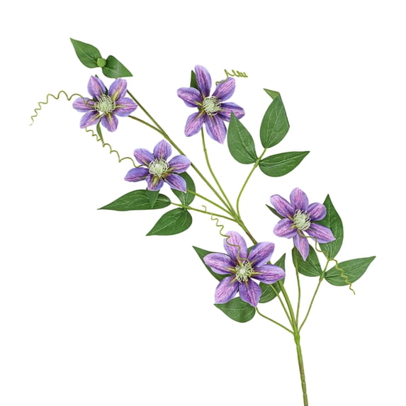 5 Fork Simulation Clematis Leaves, Wall Hanging Rattan Artificial Flower Modern Artificial Plants Wedding Decoration