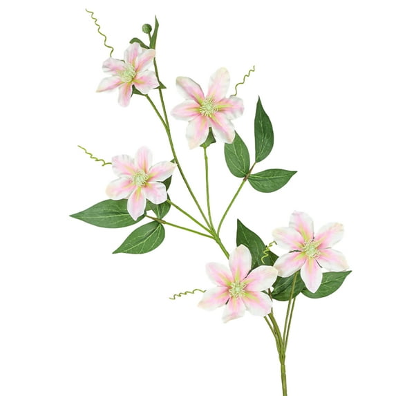 5 Fork Simulation Clematis Leaves, Wall Hanging Rattan Artificial Flower Modern Artificial Plants Wedding Decoration