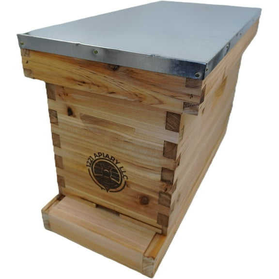 5-Frame Nuc Beehive, 5-Frame Nuc Bee hive, Complete Bee Hive Kit, Coated with 100% Beeswax, w/Ventilated hygienic Bottom Floor & 5 deep Frames with Yellow Plastic Foundation beewax Coated