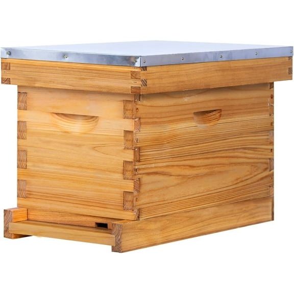 5 Frame Nuc Beehive Kit, Complete Bee Hive Nuc Box Coated with Beeswax Includes Beehive Frames and Waxed Foundations for Beekeeping (Unassembled)