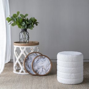 S/5 French Country Home Decor Collection (Includes an artificial plant, vase, trays, stool and side table)