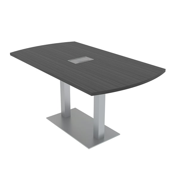 5 Ft Arc Rectangle Conference Table Square Metal Base With Electric