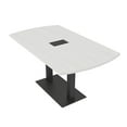 thumbnail image 1 of 5 Ft Arc Rectangle Conference Table Square Metal Base With Electric, 1 of 7