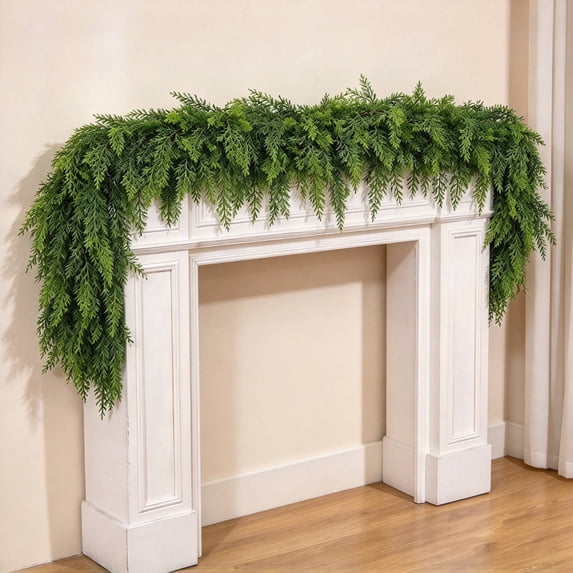 5 Ft Artificial Norfolk Pine Garlands, Real Touch Green Pine Garland, for Table, Mantle, Wall, Indoor, Outdoor Christmas Decorations