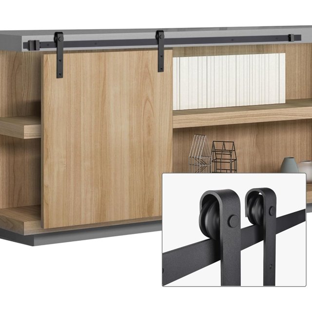 5 Ft Sliding Barn Door Hanger Hardware Kit Fit 4/5" to 1" Thick