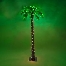 5 Ft LED Lighted Palm Tree Artificial Tree Outdoor Patio Palm Tree Decor, 104 LED Lights with Remote Control